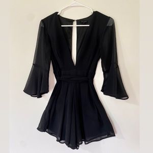 Black V-Neck Romper
